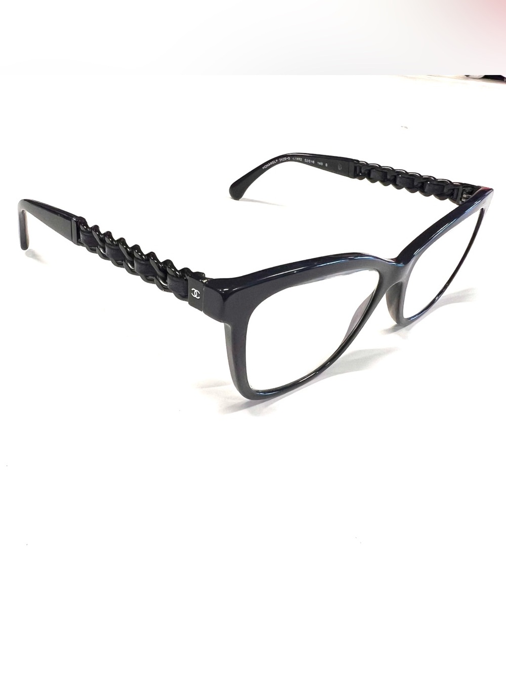Chanel Eyeglass Frame CH3429-Q Black 140-52-16 Chain & Leather
